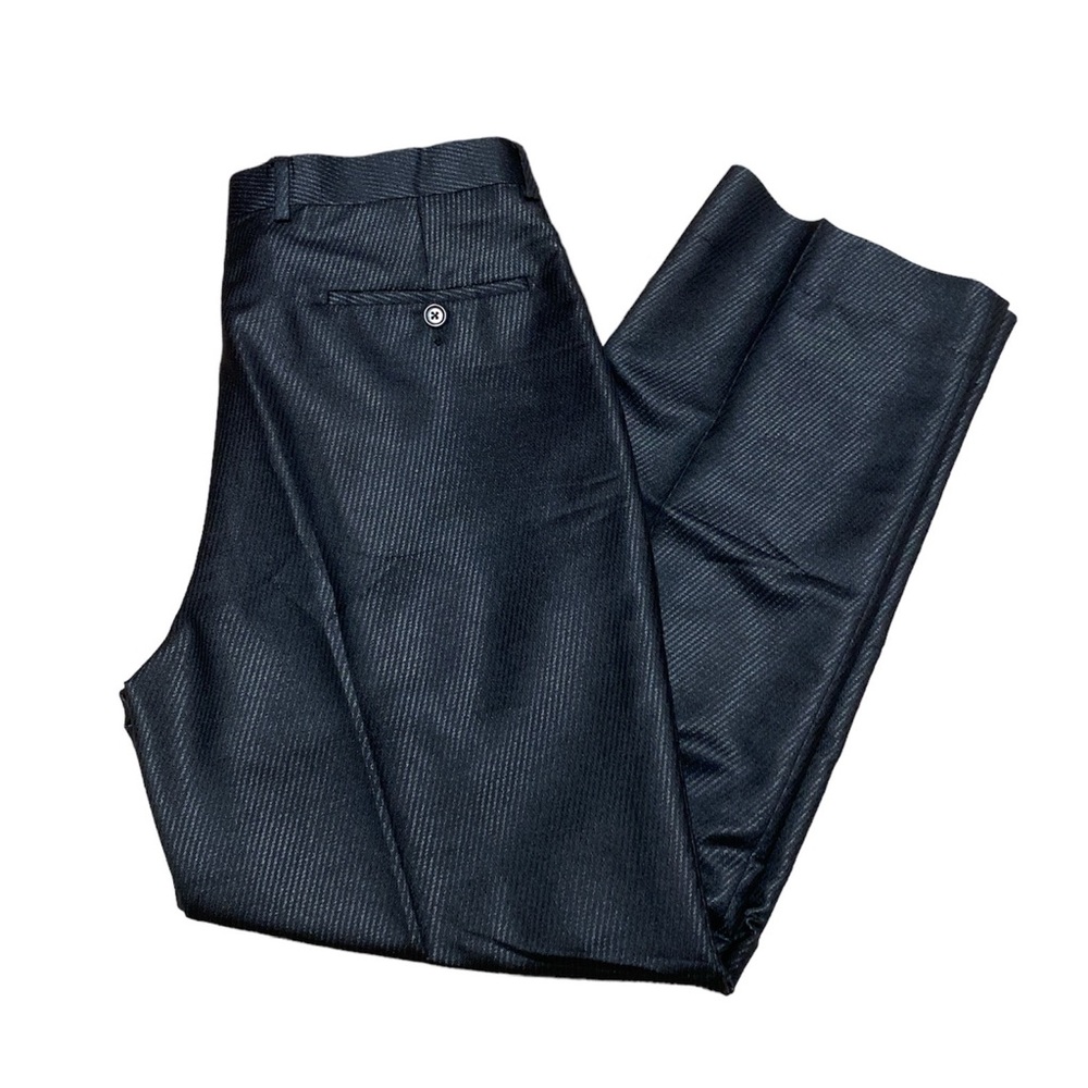 Gianni Uomo Men Black Pleated Trouser Pant Size 36 R Pinstripe Business Casual